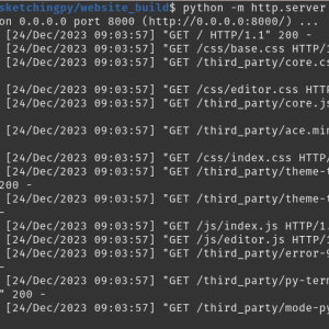 Screenshot of a local web server